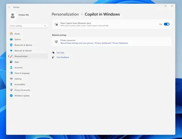 Copilot opening when Windows 11 starts