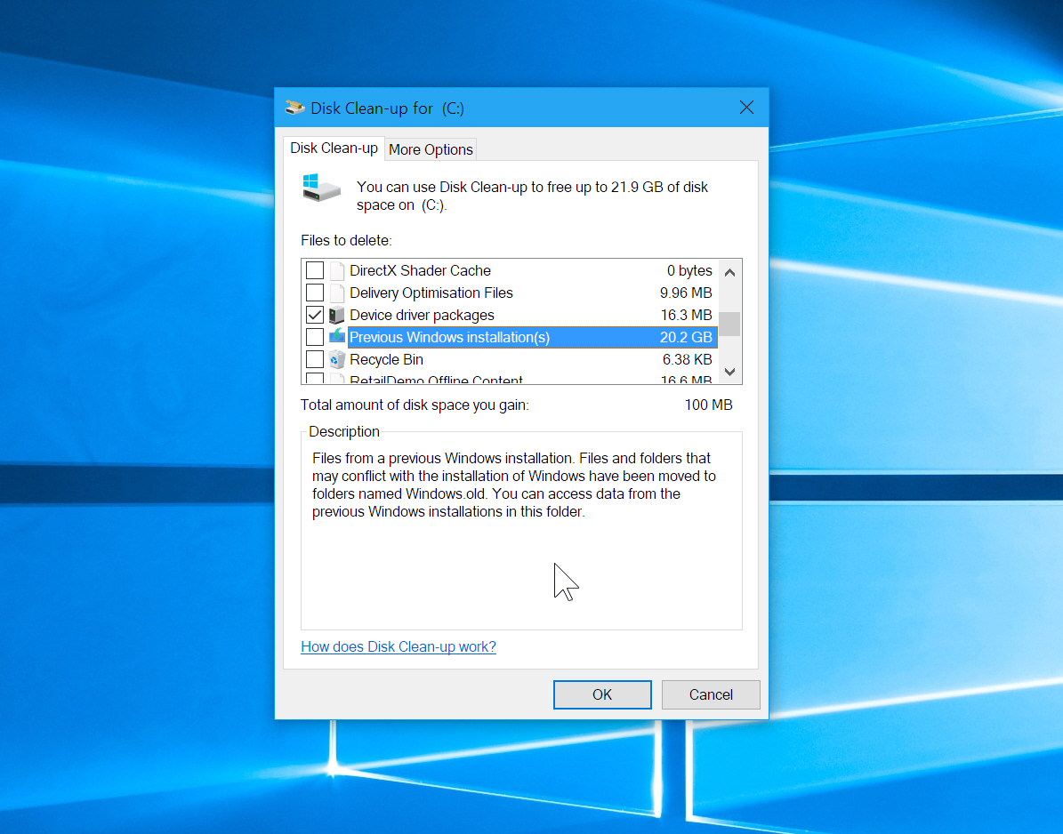 Disk cleanup