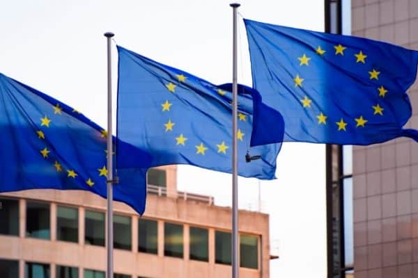 Three European flags