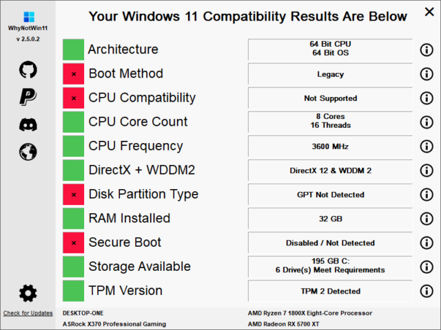 WhyNotWin11 interface