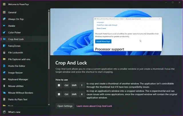 PowerToys Crop and Lock